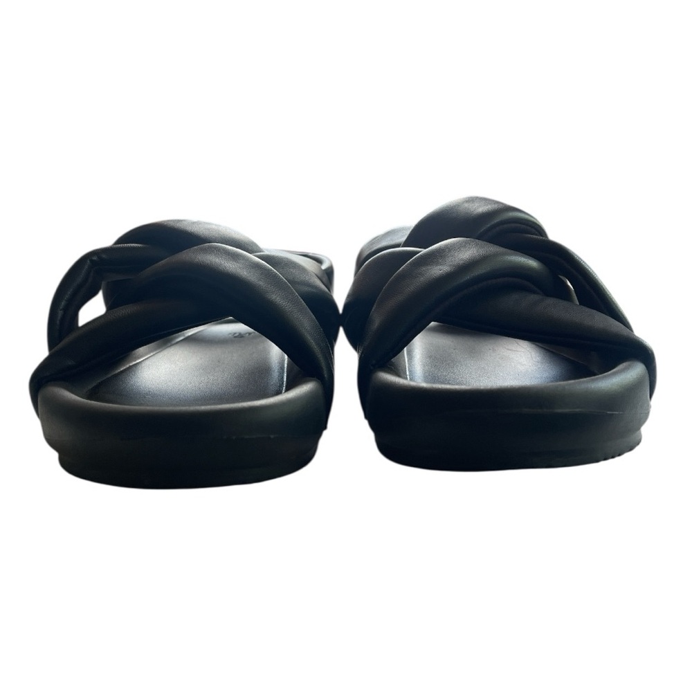 H&M Black Women's Chunky Leather Cross Strap Sandals US  9‎  UK 40 - Picture 3 of 10
